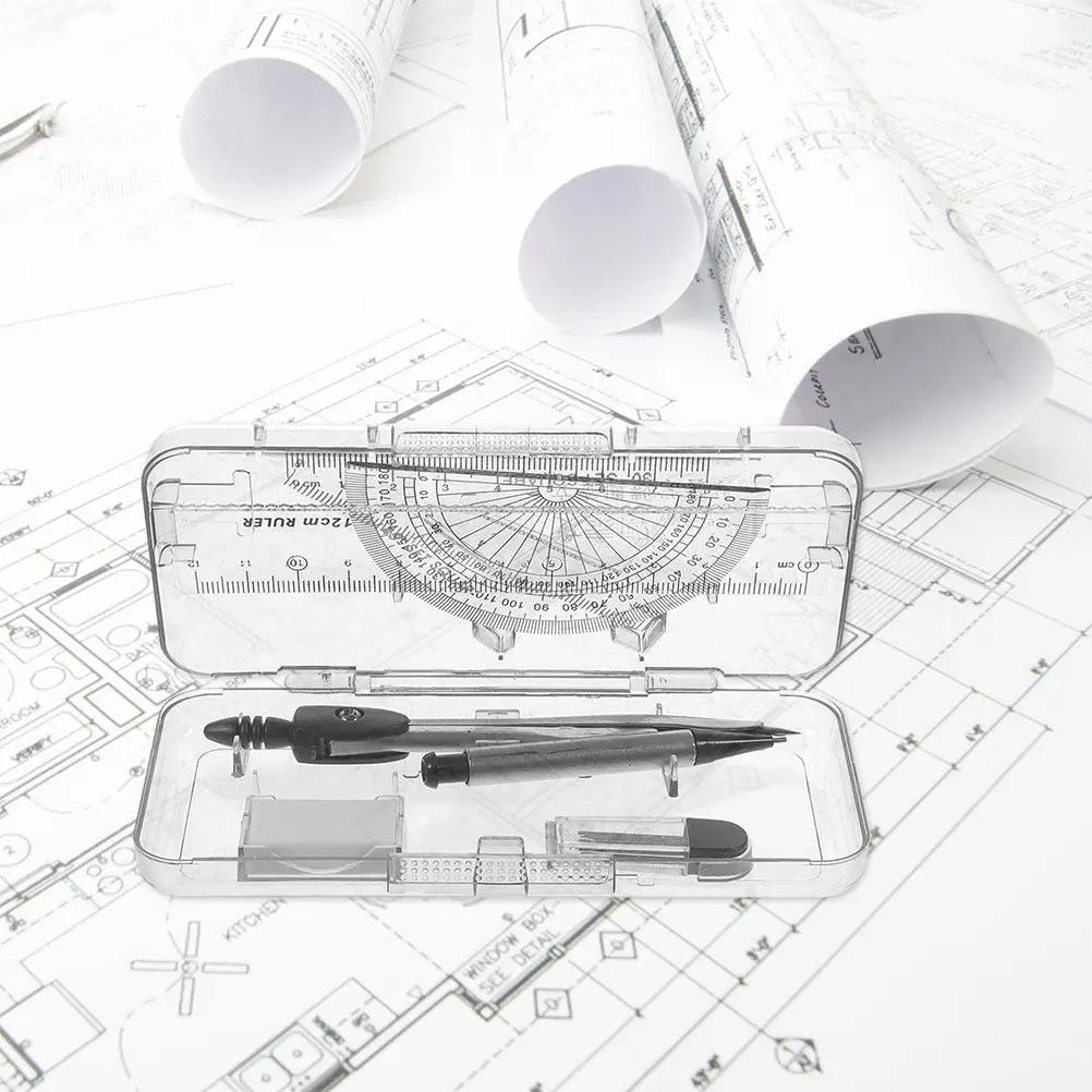 1Boxes Compass Protractor Set Small Ruler Geometry Drawing Tools for Math Architecture Drafting High School Supplies maths Peaceful Pleasures Health and Wellness 1 set
