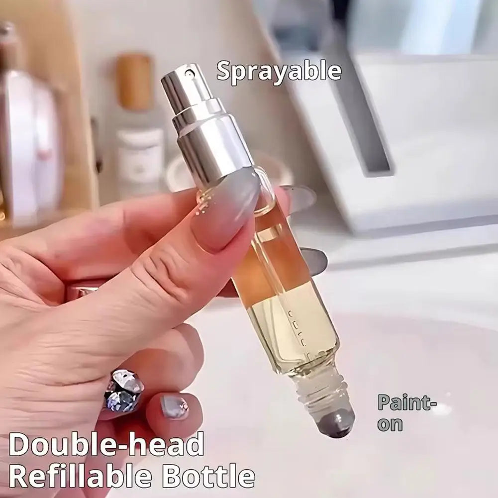 Dual-End 10ml Refillable Glass Bottle – Sprayer & Roller Top