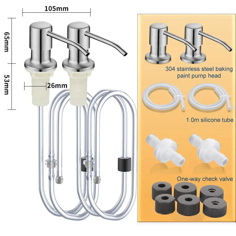 Stainless Steel Sink Soap Dispenser Pump | 1 or 2 Pack