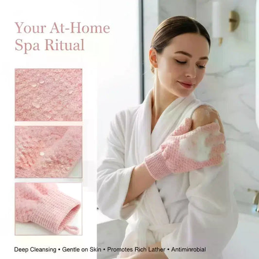Exfoliating Bath Gloves – Soft Sponge Shower Gloves for Smooth Skin Exfoliating Bath Gloves Peaceful Pleasures Health and Wellness