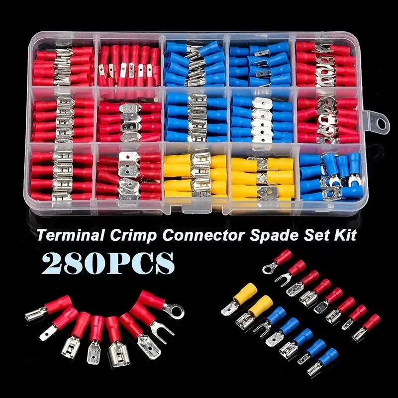 280pc Crimp Terminal Kit – Spade Butt Wire Connectors Assorted Peaceful Pleasures Health and Wellness