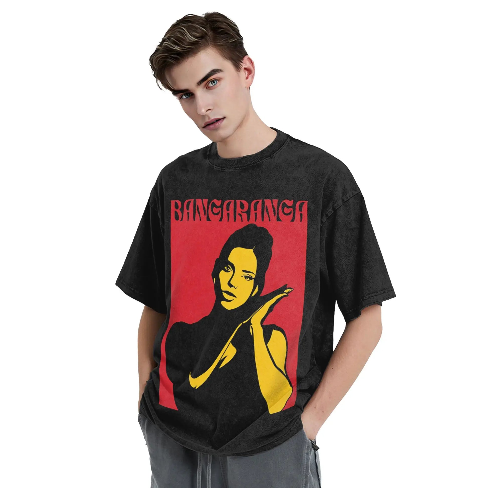 Bangaranga Men's T Shirts Washed Bulgaria DARA Eurovisions 2026 Funny Tees Short Sleeve Round Neck T-Shirt Cotton Printing Tops Peaceful Pleasures Health and Wellness