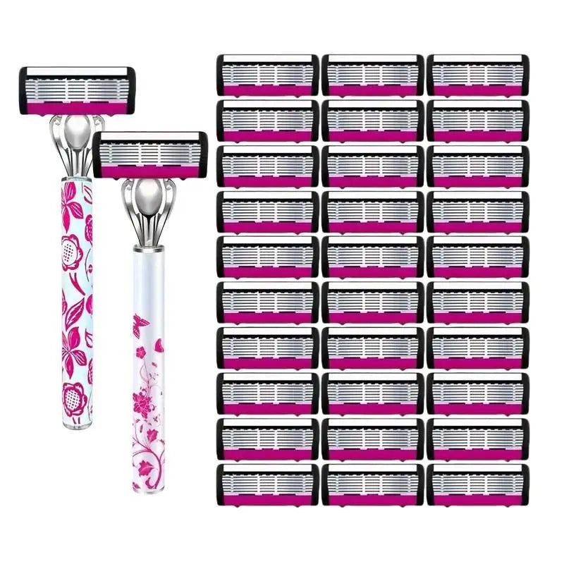 6-Blade Manual Razor for Women – Easy Blade Replacement