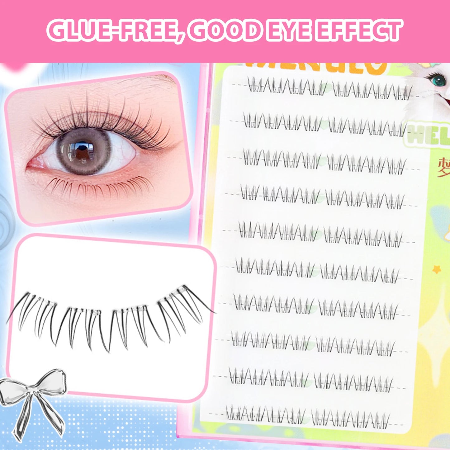 Self-Adhesive Cluster Lashes | No Glue Wispy Reusable Lashes