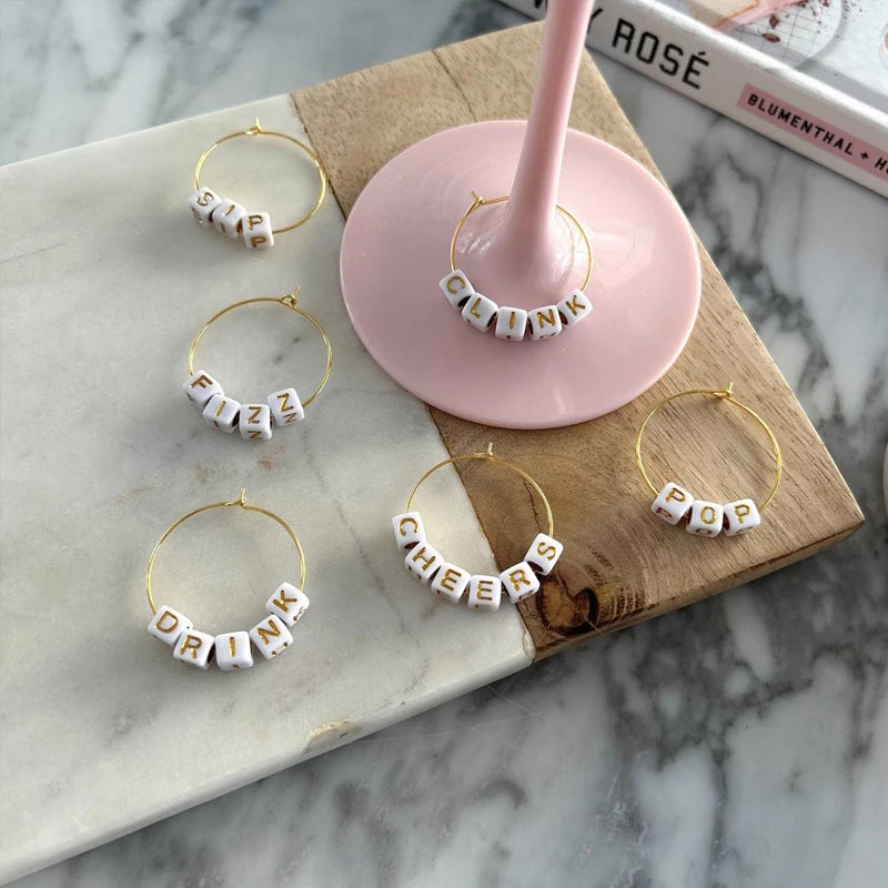 4pcs Personalized Wine Glass Charms | Bachelorette Party Favor