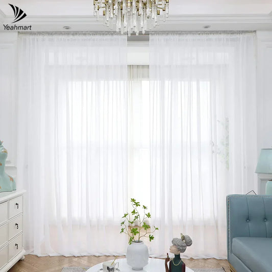 Solid White Yarn Curtain Window Tulle Curtains For Living Room Kitchen Modern Window Treatments Voile Curtains Cortains Peaceful Pleasures Health and Wellness