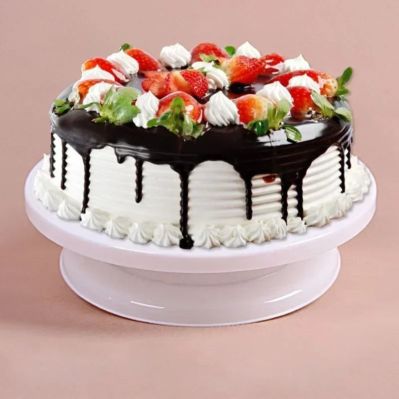 Plastic Cake Turntable Dough Pastry Decorating Cake Stand Rotary Table DIY Pan Round Cookie Stand Rotating Cake Rotary Table Peaceful Pleasures Health and Wellness