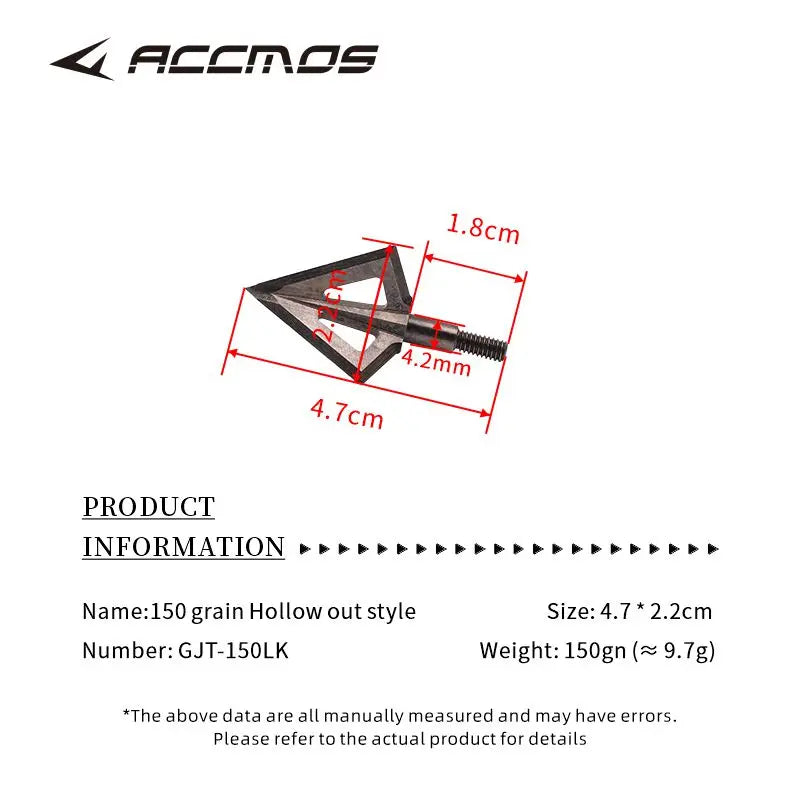 Archery Arrowhead 125 150 Grain 3 Blade Arrow Tips Hunting Point