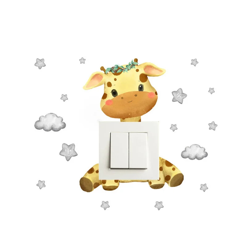 Cute Giraffe Bear Elephant Star Switch Sticker Kid Baby Bedroom Decoration Self-adhesive Home Decor Wallpaper Child Wall Decals Peaceful Pleasures Health and Wellness Pattern 3