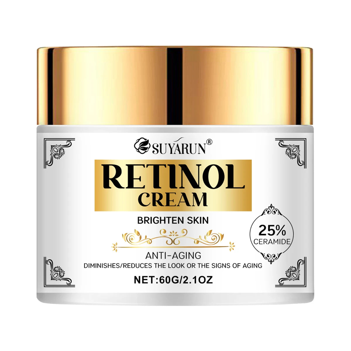 SUYARUN Retinol Anti-Aging Face Cream - Intense Hydration & Wrinkle Reduction, Vitamin Enriched Moisturizer for All Skin Types. Peaceful Pleasures Health and Wellness 60g