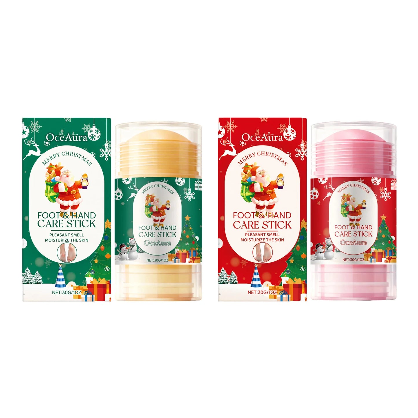 Christmas Urea Hand Foot Care Stick Moisturizing Balm for Dry Cracked Heels Elbows & Knees Gentle Exfoliation Softening Skin Peaceful Pleasures Health and Wellness 2 IN 1
