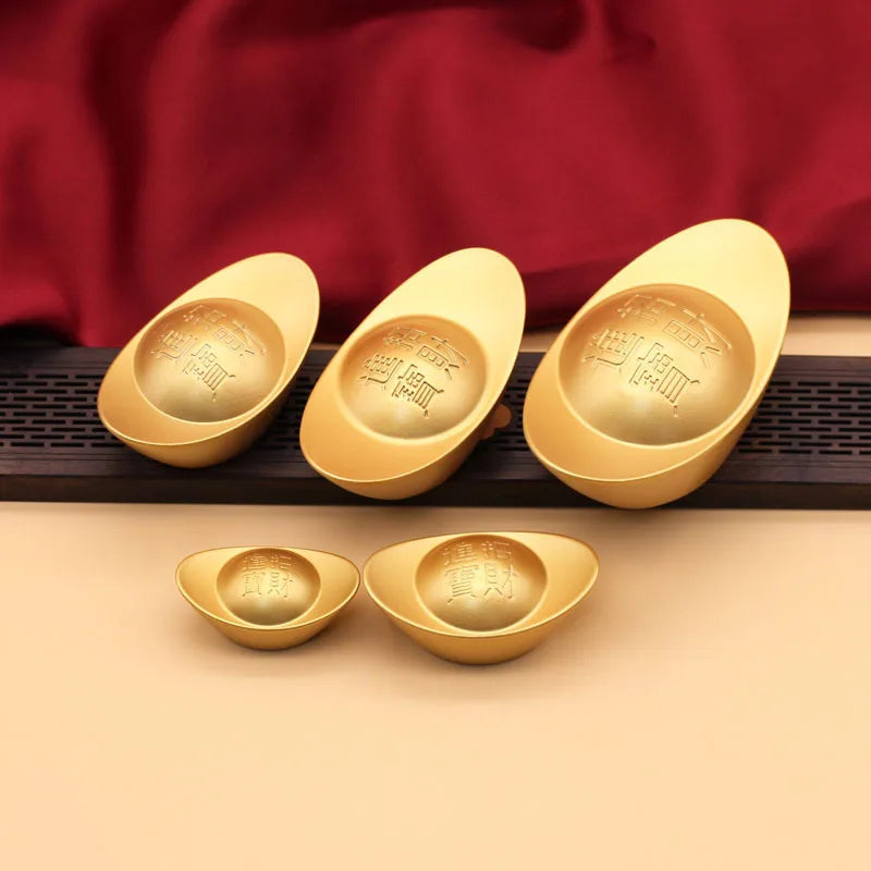 Alloy ingots Imitation Gold Antique Attracting Wealth Desktop Ornaments Living room decorations Opening and housewarming gifts Peaceful Pleasures Health and Wellness
