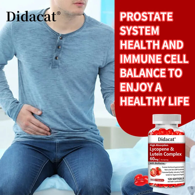 Lycopene & Lutein Complex 60mg Capsules with Bioperine, Antioxidant, Supports Prostate, Heart, Eye & Urinary System Health Peaceful Pleasures Health and Wellness