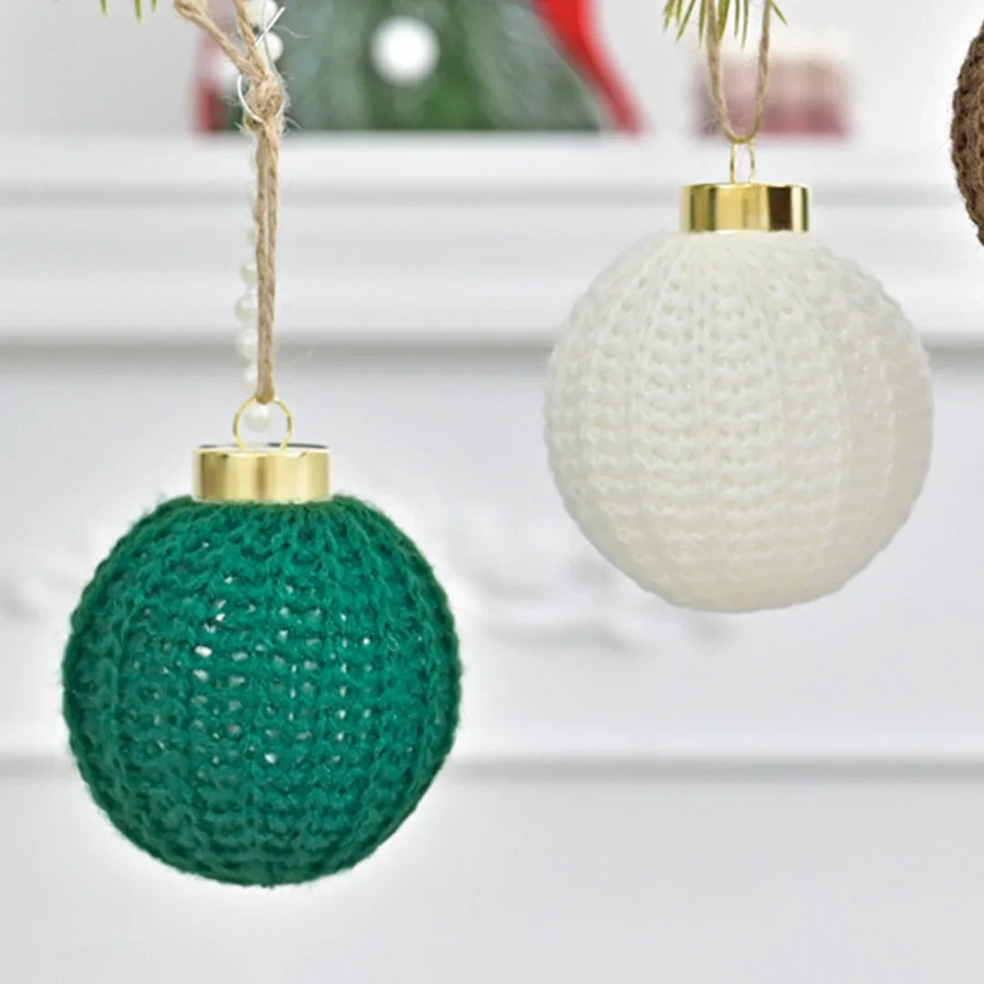 Boho Crochet Christmas Ball Ornaments – 12-Piece Yarn Set