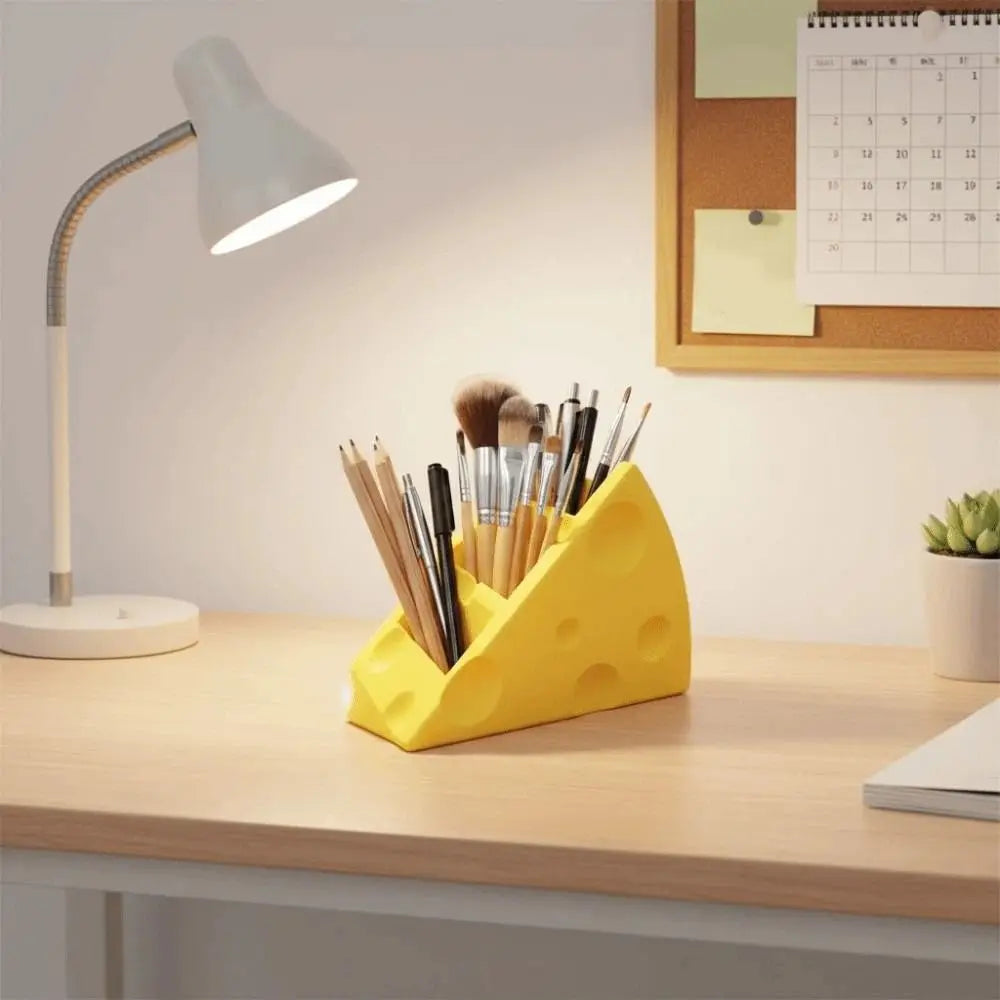 Cute Cheese 3-Grid Desktop Storage Box | Remote & Brush Holder