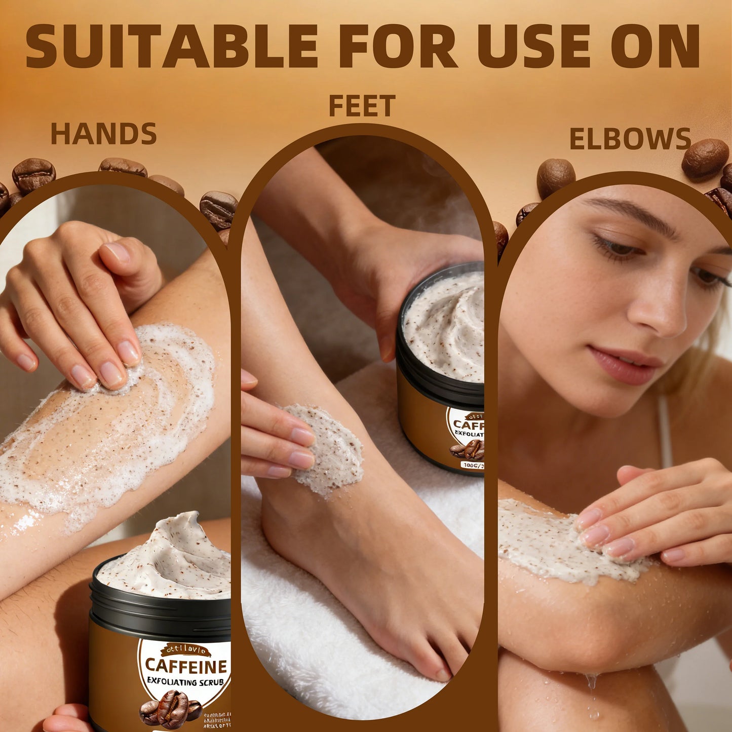 Ottilavie Caffeine Exfoliating Scrub, Gentle Exfoliating Deep Cleansing For Hands, Feet & Body, Daily Skincare Routine Peaceful Pleasures Health and Wellness