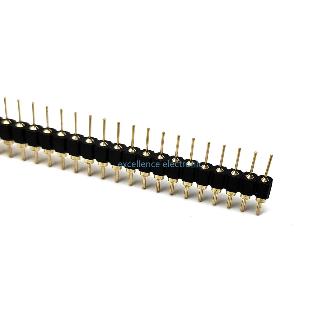10pcs 2.54mm Pitch Gold Plated Male 40P 1*40 Round Pin Header Strip Hole Single Row Straight Socket Connector Peaceful Pleasures Health and Wellness