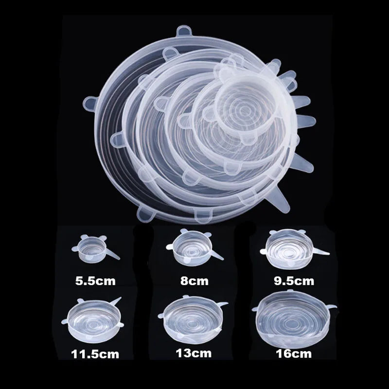 6PCS Silicone Stretch Lids Multifunctional Retractable Fresh-keeping Food Bowl Covers Reusable Saving Covers for Kitchen Peaceful Pleasures Health and Wellness
