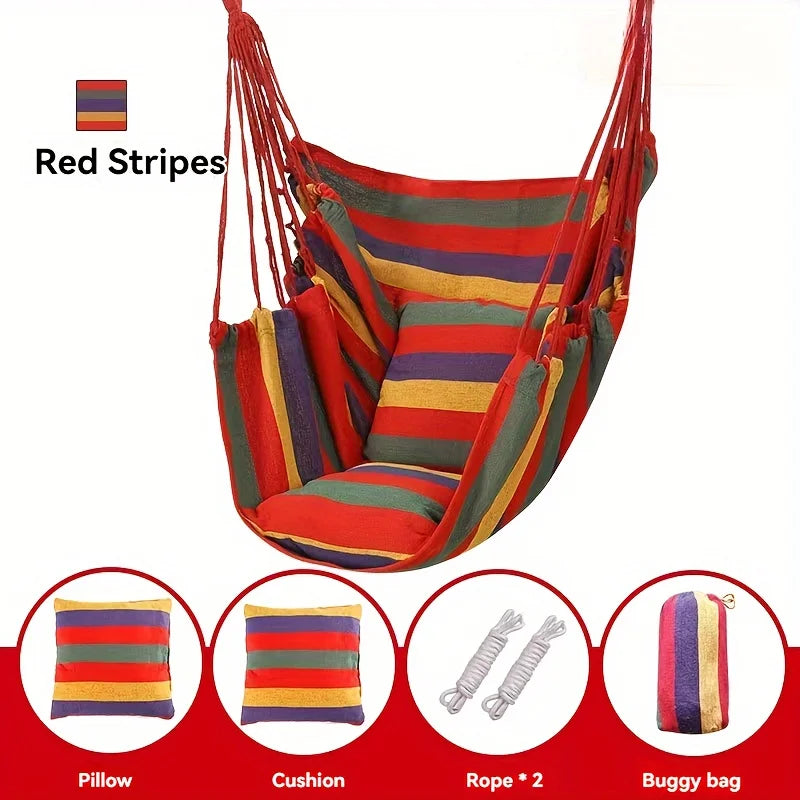 Outdoor Swing Hammock Chair Canvas Leisure Chair No Pillow Or Cushion Dormitory Hammock Swing Rocking Chair(With Storage Bag Peaceful Pleasures Health and Wellness Red 2pcs Pillows