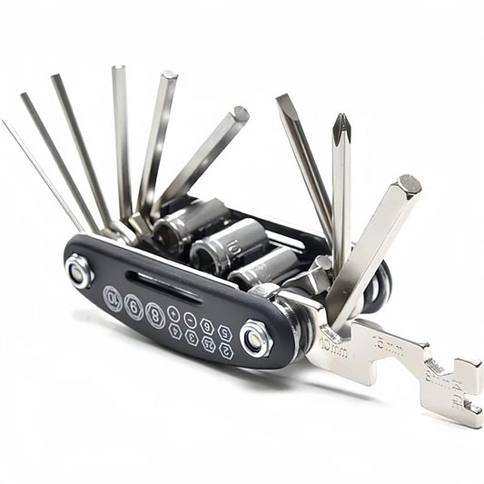 Bike Tire Repair Tool Kit 16-in-1 Bike Multitool hexagonal wrench Portable Socket Screwdriver Used for Road Mountain Bike Peaceful Pleasures Health and Wellness black