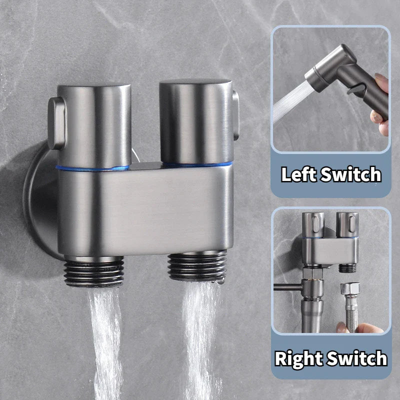 Handheld Bidet Sprayer Set – Dual Outlet Angle Valve Kit