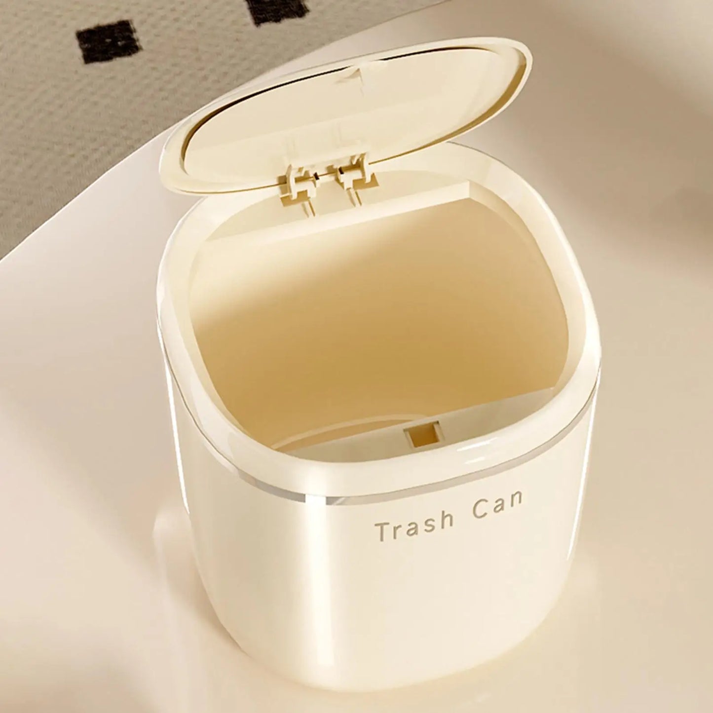 Mini Desk Trash Can with Lid – Compact 2.6L Press-Top Bin