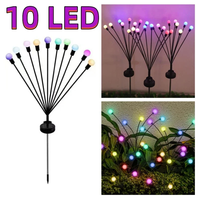 Solar Firefly Garden Lights 6/8/10 LED Swaying Outdoor Stakes