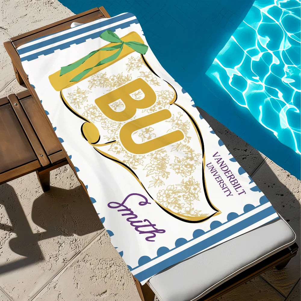 Personalized School Spirit Quick-Dry Beach Towel | 11 Sizes Quick-Dry Beach Towel Peaceful Pleasures Health and Wellness z6 STJ150x180CM