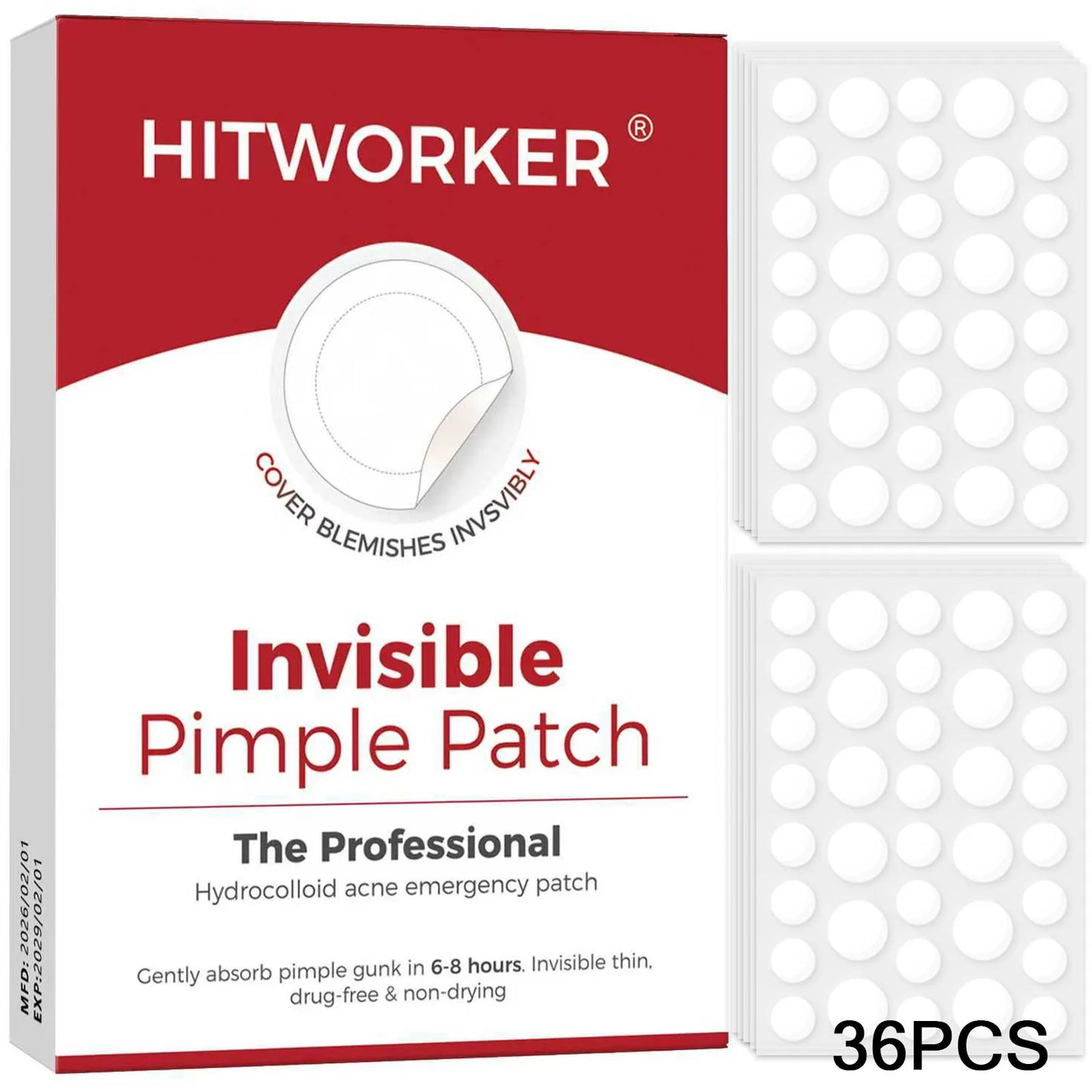 Hydrocolloid Acne Patches – Alcohol-Free Blemish Stickers 36/360pc