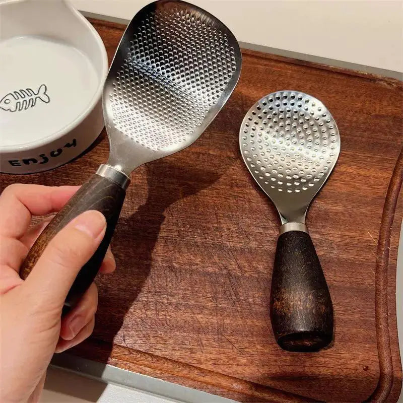 304 Stainless Steel Rice Spoon Vertical Wooden Handle Rice Shovel Household Kitchen Spoon Rice Spoon Practical Kitchen Tools New Peaceful Pleasures Health and Wellness