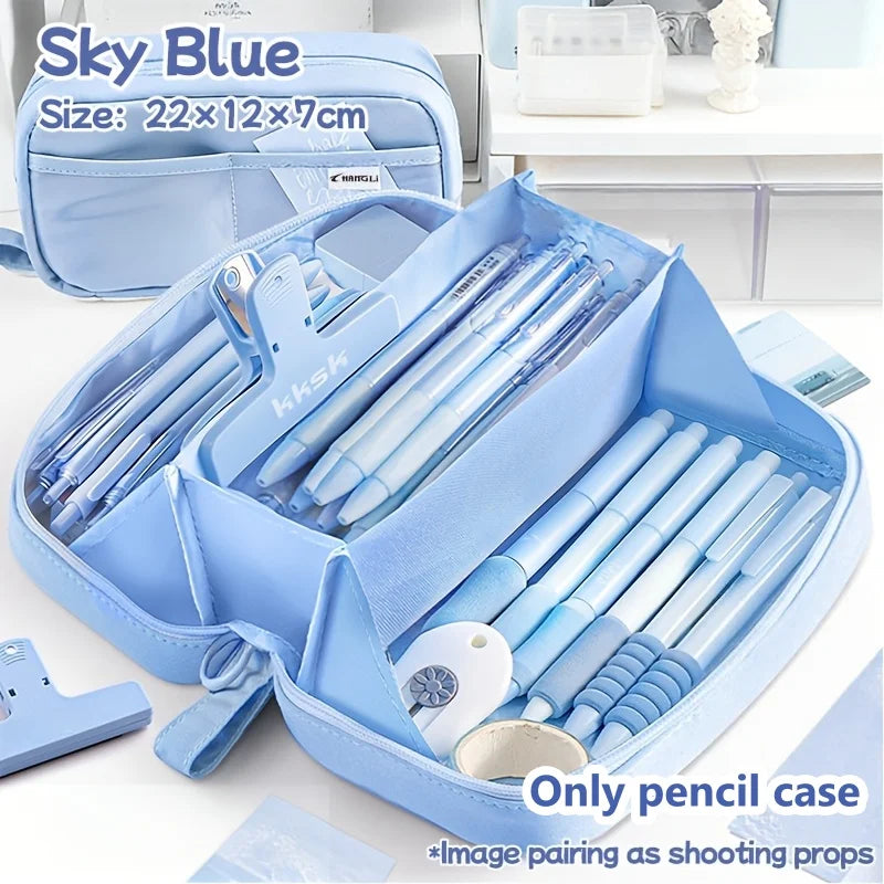 Multi-layer pencil case Volcano Pencil Case, Multi-layer Compartment Storage, High-aesthetic Pencil and Stationery Organizer Peaceful Pleasures Health and Wellness Blue