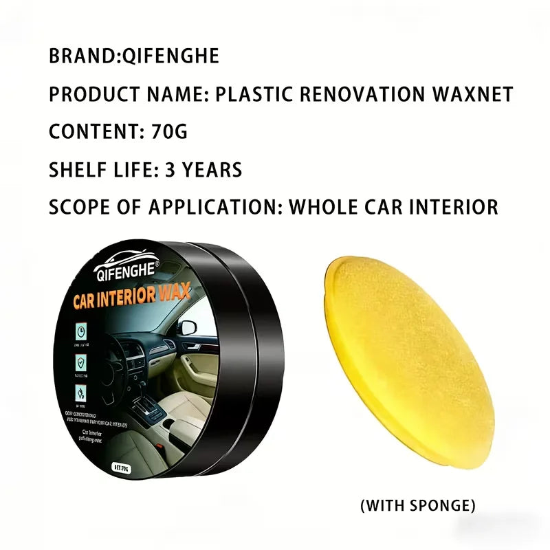 Car Interior Plastic Restoration Wax & Tire Protectant + Sponge