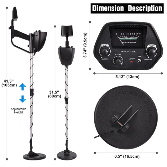 MD-4030 Metal Detector Underground Gold Detector Outdoor Gold Digger Length Adjustable Treasure Hunter Seeker Portable Detector Peaceful Pleasures Health and Wellness