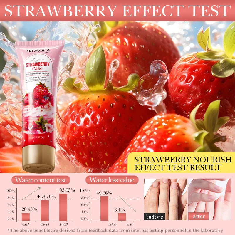 BIOAOUA Strawberry Cake Hand Cream 80g – Deep Hydration