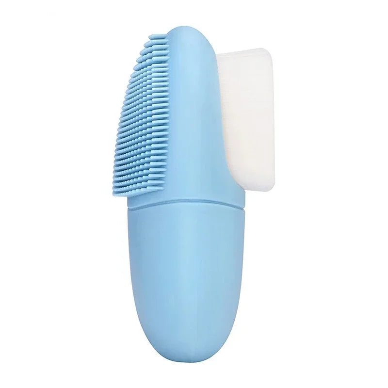 Manual facial cleanser double headed face wash brush silicone beauty tool for pore blackhead makeup Peaceful Pleasures Health and Wellness China Mainland plum