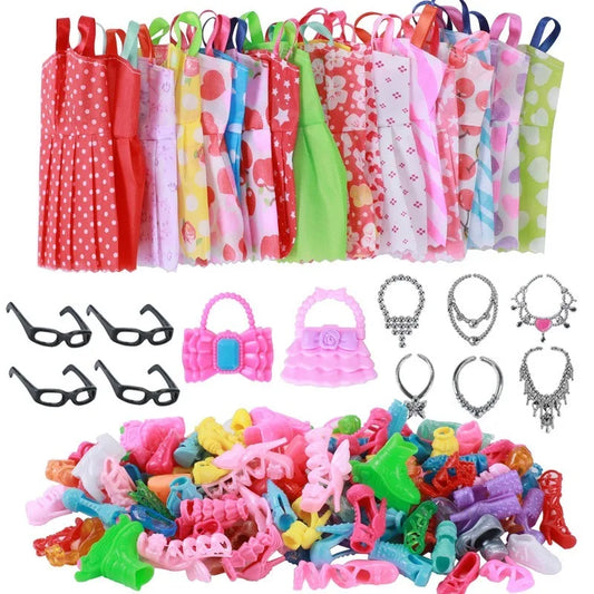 32-Piece Barbie Doll Clothes & Accessories – Dresses, Shoes & More Doll Accessories Set Peaceful Pleasures Health and Wellness 32pcs