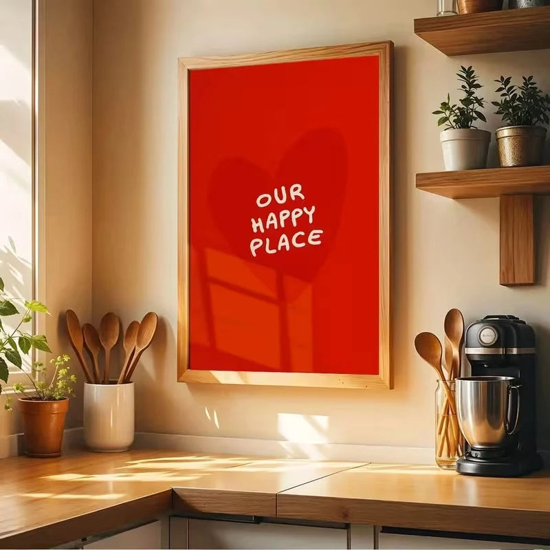 Happy Place Heart Canvas Wall Art Print | Home Decor Poster