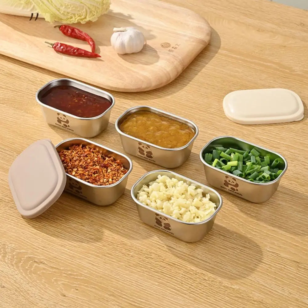 Seasoning Boxes 304 Stainless Steel Seasoning Box with Lid Tomato Salad Dish Mini Seasoning Sauce Cup Dipping Cup Dipping Boxes Peaceful Pleasures Health and Wellness