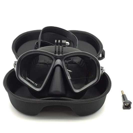 Pro Low-Volume Freediving Snorkel Mask with Camera Mount Freediving Snorkel Mask Peaceful Pleasures Health and Wellness With camera tripod 1 L/XL