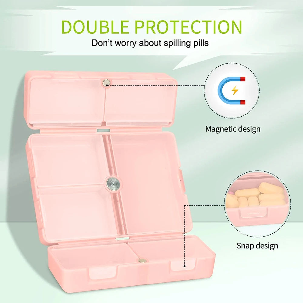 1Pcs Travel Pill Organizer, 7 Compartments Pill Box Pocket Pharmacy for Purse Portable to Hold Vitamins, Medication or Earrings Peaceful Pleasures Health and Wellness