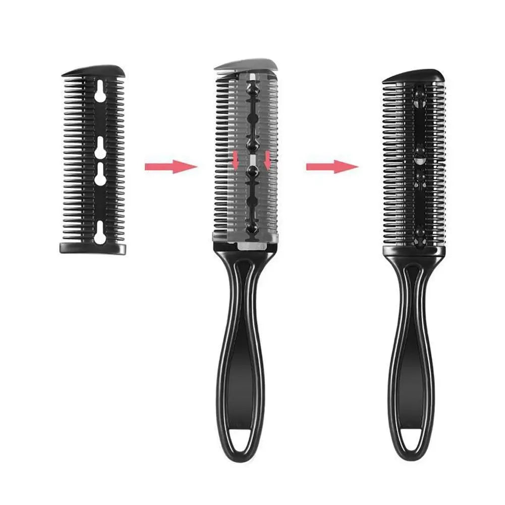 Barber Hair Cutting Comb with Razor Blade – Trim & Thin