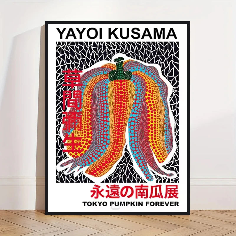 Yayoi Kusama Abstract Pumpkin Canvas Wall Art Print | Unframed