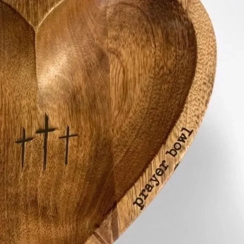 Wooden Religious Christian Congregation Gift Prayer Bowl Gratitude Heart Prayer Bowl Christian Gifts Wood Prayer Dough Bowl Gift Peaceful Pleasures Health and Wellness