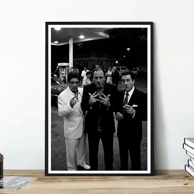 Black and White Mafia Boss Famous Gangster Character Photography Aesthetic Canvas Poster Wall Art Printed Home Decor Gift Peaceful Pleasures Health and Wellness