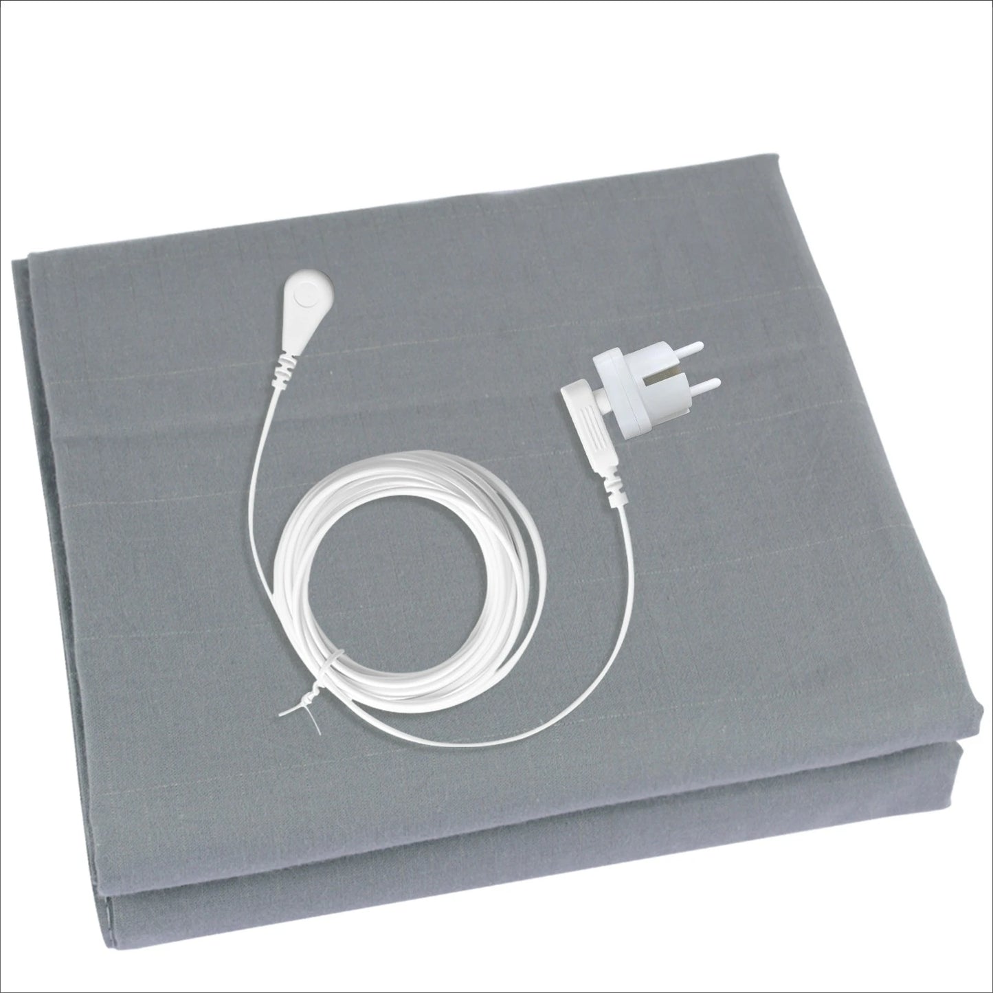 Grounding Sheet with Grounding Cord 10% Pure Silver Fiber Materials With Organic Cotton Grounding Bed Sheet + US/UK Safe Adapter Peaceful Pleasures Health and Wellness EU PLUG 99x203CM