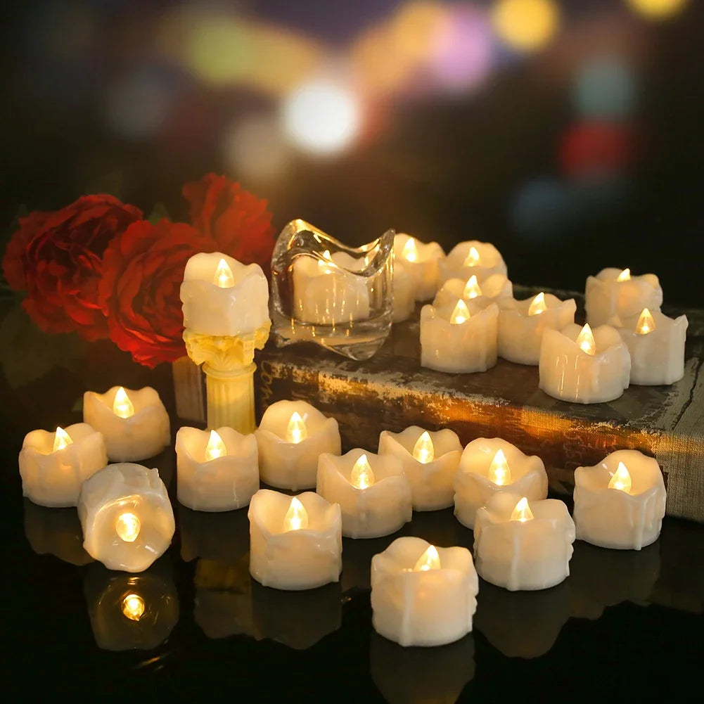 Dripping Wax LED Tea Lights Candles Flickering Flameless LED Tealights Electric Votive Candles for Christmas Wedding Halloween Peaceful Pleasures Health and Wellness