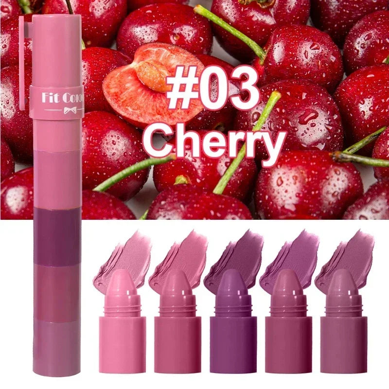 5-in-1 Matte Lipstick Crayon Set | Velvet Lip Tint Kit 5 Pcs
