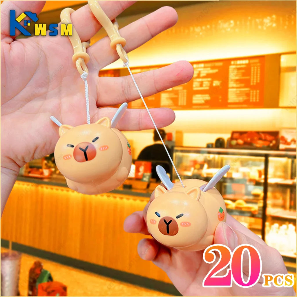 Capybara Pull String Flying Keychain & Bag Charm | 1–20 PCS