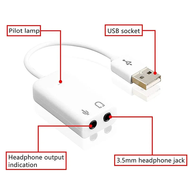 7.1 Channel External USB Sound Card with 3.5mm Jack USB Audio Adapter For Headphone and Microphone Compatible with MacBook Peaceful Pleasures Health and Wellness