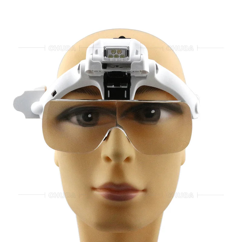 1.2X 1.8X 2.5X 3.5X 4.5X Double Eye Led Lamp Magnifier Spectacles Glasses Magnifier Loupe Watch Jewellery Measurement Glasses Peaceful Pleasures Health and Wellness